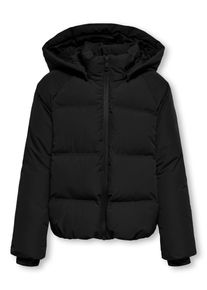 Steppjacke KIDS Only "KOGELLIE FUCTIONAL HOOD PUFF JACKET OTW", M&auml;dchen, Gr. 152, schwarz, Web, Obermaterial: 100% Polyester, unifarben, Basic normal, Windstopperb&uuml;ndchen, Jacken Steppjacke, mit abnehmbarer Kapuze