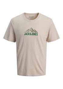 Jack & Jones T-Shirt JACK & JONES "JJROCHE TEE SS CREW NECK", Herren, Gr. XS, moonbeam, Jersey, Obermaterial: 100% Baumwolle, bedruckt, regular fit normal, Rundhals, Shirts T-Shirt, Baumwolle, regular fit