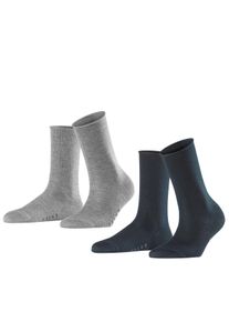 Socken Falke "Active Breeze", Damen, Gr. 35-38, grau (0020, schwarz light graumeliert), Obermaterial: 70% Lyocell, 28% Polyamid, 2% Elasthan, unifarben, Socken Socken, im Doppelpack, aus Lyocell, mit Rollb&uuml;ndchen, f&uuml;r Damen