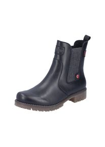 Winterboots Rieker, Damen, Gr. 42, schwarz, Elastischer Einsatz, Lederimitat, unifarben, Schuhe Winterboots, Chelseaboots, Stiefelette mit Stretcheinsatz