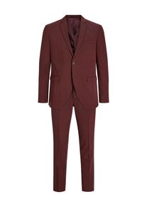 Jack & Jones Anzug JACK & JONES "JPRFRANCO Extra schmal, pflegeleicht, stilvoll mit fallendem Revers", Herren, Gr. 54, N-Gr, rot (bitter chocolate), Web, Obermaterial: 78% Polyester, 17% Viskose, 5% Elasthan, unifarben, slim fit, Anz&uuml;ge Anzug, Materialmix aus Polyester, Viskose und Elasthan