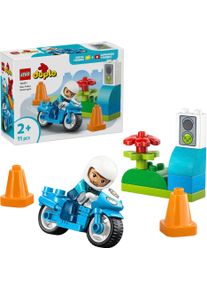 Konstruktionsspielsteine Lego "Blaues Polizeimotorrad (10471), Lego DUPLO Town", blau (bunt), Spielbausteine, Kinder, Kunststoff, Konstruktionsspielsteine