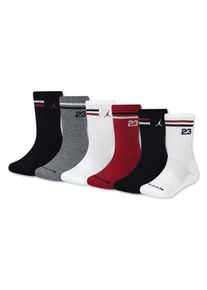 Sportsocken Jordan "JHB Jordan ICON STRIPE 6PK CRE", Jungen, Gr. 38-40, bunt (schwarz), Elasthan (LYCRA), Polyester, unifarben mit Farbeins&auml;tzen, elastisch, Socken Sportsocken, f&uuml;r Kinder, im 6er-Set, atmungsaktives Polyestergemisch