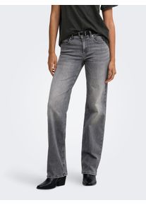 Straight-Jeans Only "ONLWINNIE MID STRAIGHT DNM", Damen, Gr. XL (42), L&auml;nge 32, medium grau denim, Denim/Jeans, Obermaterial: 92% Baumwolle, 6% Elastomultiester, 2% Elasthan, unifarben, lang, Jeans Straight-Jeans, Baumwollmischung, straight fit, mid waist