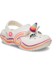 Clog Crocs "Classic IAM Unicorn Lights Clog", M&auml;dchen, Gr. 25, bunt (wei&szlig; multi, einhorn), Croslite&trade;, Schuhe Clog, Sommerschuh, Sandale, Hausschuh mit cooler Blinkfunktion