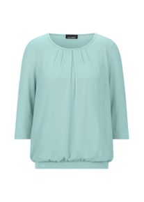 Kurzarmbluse GOLDNER "Kurzgr&ouml;&szlig;e Chiffon-Shirt mit 3/4-Arm, Rundhals", Damen, Gr. 25, gr&uuml;n (mint), Casual, figurumspielend, Rundhals, Gerade, Blusen Kurzarmbluse, keine/nicht relevant