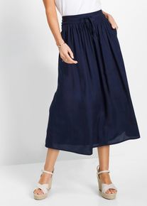 Maxirock bonprix, Damen, Gr. 50, blau (dunkelblau), Web, Obermaterial: 100% Viskose, loose fit ca. Mitte Wade, R&ouml;cke Maxirock, aus Viskose, Maxil&auml;nge, lockere Passform, bedrucktes Design