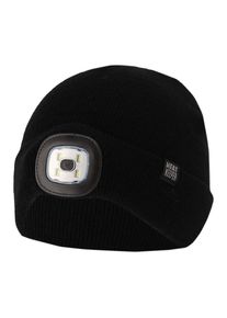 Strickm&uuml;tze HEATKEEPER "Heatkeeper", Jungen, Gr. 2, schwarz, Strick, Kunstfaser, unifarben, Basic, M&uuml;tzen Strickm&uuml;tze, mit wiederaufladbarer, abnehmbaren LED-Leuchte f&uuml;r dunkle Jahreszeiten