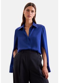 Hemdbluse Seidensticker, Damen, Gr. M (38), blau, 75% Acetat, 25% Polyester, unifarben, regular fit, ohne Ausschnitt, Blusen Hemdbluse, 1/1 Kragen Uni
