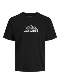 Jack & Jones T-Shirt JACK & JONES "JJROCHE TEE SS CREW NECK", Herren, Gr. L, schwarz, Jersey, Obermaterial: 100% Baumwolle, bedruckt, regular fit normal, Rundhals, Shirts T-Shirt, Baumwolle, regular fit