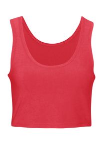 H.I.S. Crop-Top H.I.S, Damen, Gr. 48/50, rot (orangerot), Frottee, Obermaterial: 75% Polyester, 25% Viskose, unifarben, Basic schmal, Rundhals, Tops Crop-Top, extra softe Qualit&auml;t