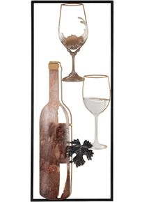 Metallbild B&Ouml;NNINGHOFF "WEINFLASCHE UND WEINGL&Auml;SER 25x61 cm &ndash; Deko modern", braun (farbe bild(er): kupfer, rose), B:25cm H:61cm T:1,91cm, Metall, Bilder, Metallbild, Wanddekoration