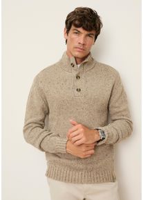 MAN'S WORLD Troyer MAN'S WORLD "Neue Kollektion Melange Garn mit farbigen Akzenten", Herren, Gr. XL (56/58), beige (beige melange), Strick, Obermaterial: 50% Baumwolle, 50% Polyacryl, meliert, regular fit normal, Rippb&uuml;ndchen, Pullover Troyer, mit Langarm, aus Strick mit Baumwolle, Regular Fit