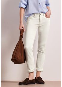 Slim-fit-Jeans Street One "Style Jane", Damen, Gr. 32, L&auml;nge 28, wei&szlig; (optic wei&szlig; washed), Denim/Jeans, Obermaterial: 55% Baumwolle, 21% Polyester, 14% Lyocell, 9% Viskose, 1% sonstige Fasern, unifarben, slim fit kn&ouml;chelfrei, Jeans Slim-fit-Jeans, im Five-Pocket Style