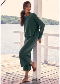 Sweater ELBSAND, Damen, Gr. 48/50, gr&uuml;n, Feinstrick, Obermaterial: 55% Baumwolle, 45% Nylon, unifarben, bequem h&uuml;ftlang, Rundhals, Rolls&auml;ume, Sweatshirts Sweater, aus hochwertigem Feinstrick, Loungewear