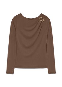 V&eacute;ro Moda Langarmshirt VERO MODA "VMBRIELLE LS BOATNECK TOP JRS", Damen, Gr. XS, braun (cocoa braun), Jersey, Obermaterial: 70% Modal, 30% Polyester, unifarben, regular fit normal, U-Boot-Ausschnitt, Shirts Langarmshirt, Materialmix, regular fit