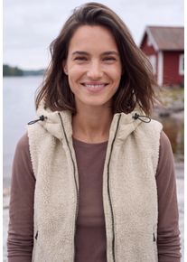 Wendeweste Cecil, Damen, Gr. L (42), beige (powder beige), Pl&uuml;sch, Obermaterial: 100% Polyester. Futter: 100% Polyester, h&uuml;ftlang, Westen Wendeweste, &Auml;rmellos, Elastikbund, Unifarbe