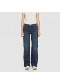 Weite Jeans MAC "DREAM WIDE star", Damen, Gr. 40, L&auml;nge 30, blau (used blau schwarz wash), Denim/Jeans, Obermaterial: 90% Baumwolle, 7% Elastomultiester, 3% Elasthan, bequem lang, Jeans Weite Jeans, Sehr elastischer Hyperstretch Denim mit figurformendem Effekt