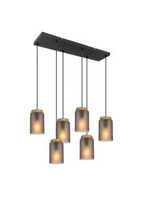Novel H&auml;ngeleuchte, Grau, Schwarz, Metall, Glas, zylindrisch, 24x120x77.5 cm, RoHS, CE, Lampen & Leuchten, Innenbeleuchtung, H&auml;ngeleuchten, Pendelleuchten