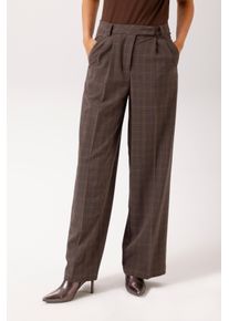 Bundfaltenhose Aniston CASUAL, Damen, Gr. 44, N-Gr, taupe, schwarz, beige, Web, Obermaterial: 65% Polyester, 33% Viskose, 2% Elasthan, kariert, l&auml;ssig geschnitten kn&ouml;chellang, Hosen Bundfaltenhose, im dezenten Karo-Dessin - NEUE KOLLEKTION