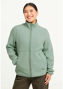 Fleecejacke Jack Wolfskin "LITE CURL FZ W", Damen, Gr. XL (46), gr&uuml;nzinnia, Obermaterial: 100% POLYESTER. Futter: 100% POLYESTER, Jacken Fleecejacke, mit hochfloriger Oberfl&auml;che