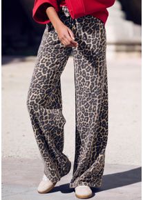 Sweathose Buffalo "Relaxhose", Damen, Gr. 36/38, N-Gr, leo bedruckt, Sweatware, Obermaterial: 60% Baumwolle, 40% Polyester, bequem lang, Hosen Sweathose, Animal Leo Print, Topseller