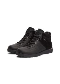 Schn&uuml;rboots Tommy Hilfiger "CORPORATE OUTDOOR WARM LTH BOOT", Herren, Gr. 46, schwarz, Leder, Textil, Schuhe Schn&uuml;rboots, Schn&uuml;rstiefelette mit weich gepolstertem Schaftrand