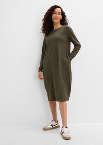 Jerseykleid in O-Shape, gr&uuml;n, Gr&ouml;&szlig;e 56/58 (3XL), mit Baumwolle, bonprix