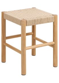 Stuhl ACTONA GROUP "Alvin, Hocker", beige (, natur, natur, off, wei&szlig;), B:35cm H:45cm T:35cm, Holzwerkstoff, St&uuml;hle, Stuhl, Hocker, off-white Papiergeflecht, mit geflochtenem Muster, 35x35x45cm