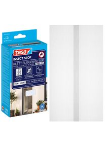 Insektenschutz-T&uuml;r TESA "Klett Fliegengitter Premium f&uuml;r T&uuml;ren - ohne Bohren", wei&szlig; (rahmen: wei&szlig; gewebe: wei&szlig;), B:130cm H:250cm, Insektenschutzgitter, Insektenschutz-T&uuml;r, selbstklebende Insektenschutz - (2 x 65cm )120cm x 250cm