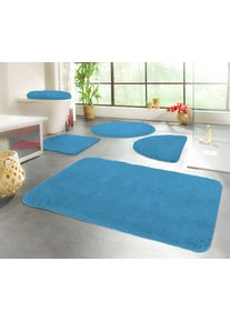 Badematte KINZLER "Chaozhou, Badvorleger, Badezimmer Teppich" Gr. 2, blau (t&uuml;rkis), H:20mm, Polyester, Badematten, Badematte, Badteppich, Uni Farben, weich, als rechteckig, rund & Set erh&auml;ltlich