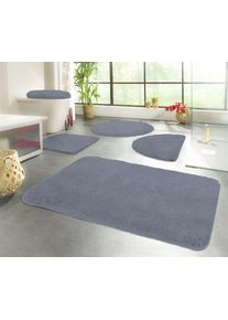 Badematte KINZLER "Chaozhou, Badvorleger, Badezimmer Teppich", blau (jeansblau), H:20mm, Polyester, Badematten, Badematte, Badteppich, Uni Farben, weich, als rechteckig, rund & Set erh&auml;ltlich