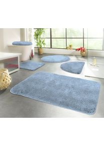 Badematte KINZLER "Chaozhou, Badvorleger, Badezimmer Teppich", blau (hellblau), H:20mm, Polyester, Badematten, Badematte, Badteppich, Uni Farben, weich, als rechteckig, rund & Set erh&auml;ltlich