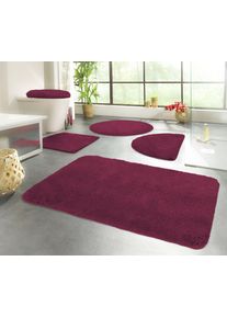 Badematte KINZLER "Chaozhou, Badvorleger, Badezimmer Teppich" Gr. 9, rot (bordeaux), H:20mm, Polyester, Badematten, Badematte, Badteppich, Uni Farben, weich, als rechteckig, rund & Set erh&auml;ltlich