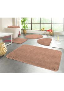 Badematte KINZLER "Chaozhou, Badvorleger, Badezimmer Teppich" Gr. 9, braun (hellbraun), H:20mm, Polyester, Badematten, Badematte, Badteppich, Uni Farben, weich, als rechteckig, rund & Set erh&auml;ltlich