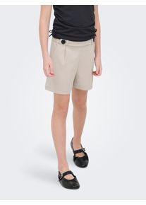 Shorts KIDS Only "KOGGEGGO LIFE BUTTON SHORTS VD JRS NOOS", Jungen, Gr. 140, N-Gr, beige (chateau gray), Jersey, Obermaterial: 95% Polyester, 5% Elasthan, unifarben, regular fit ca. Mitte Oberschenkel, Hosen Shorts, Materialmix, normal geschnitten