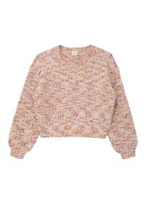Strickpullover s.Oliver JUNIOR, M&auml;dchen, Gr. 170/176, bunt (soft beige), Strick, Obermaterial: 75% Polyester, 19% Polyamid, 6% metallisierte Fasern, meliert, bequem h&uuml;ftlang, Rundhals, B&uuml;ndchen, Pullover Strickpullover, Grobstrick-Pullover f&uuml;r Girls / Mit Glitzer-Details / Rundhals