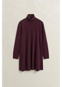 Midikleid Gant "SUPERFINE LAMBSWOOL", Damen, Gr. XL, N-Gr, schwarzened wine, Strick, Obermaterial: 100% Wolle, A-Linie ca. Mitte Oberschenkel, Rippb&uuml;ndchen, Kleider Midikleid