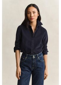 Langarmbluse Gant "REGULAR CORDROY", Damen, Gr. 46, blau (evening blau), Cord, Obermaterial: 100% Baumwolle, regular fit normal, 2-Knopf-Manschette, Blusen Langarmbluse