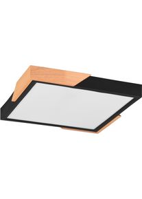 REALITY LEUCHTEN LED Deckenleuchte "Meta", schwarz (schwarz matt), 1, H: 3,5cm, 1 Stk., Leuchten, Deckenlampe Holzschirm 31x31cm, 20W/2400Lumen, warmwei&szlig; 3000K, dimmbar, LED Deckenleuchte