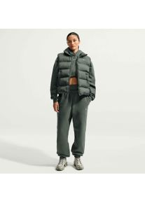Sporthose Nike Sportswear "W NK STDO FLC MW HR OS CFF PNT", Damen, Gr. XXL, N-Gr, gr&uuml;n (camo gr&uuml;n, sail), Sweatware;Boucl&eacute;, Obermaterial: 80% Baumwolle, 20% Polyester, Basic lang, Hosen Sporthose, mit elastischem Bund, aus Baumwolle und Polyester, Basic Passform