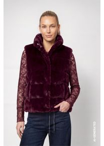 Pl&uuml;schweste monari "Weste Basic Fake Fur", Damen, Gr. 46, dkbordeaux, Pl&uuml;sch, Obermaterial: 100% Polyester. Futter: 100% Polyester, unifarben, regular fit taillenbedeckt, Rundhals, Westen Pl&uuml;schweste, Regular fit mit Stehkragen