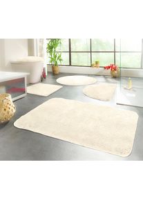 Badematte KINZLER "Chaozhou, Badvorleger, Badezimmer Teppich", beige (natur), H:20mm, Polyester, Badematten, Badematte, Badteppich, Uni Farben, weich, als rechteckig, rund & Set erh&auml;ltlich