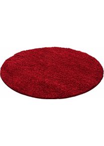 Hochflor-Teppich AYYILDIZ TEPPICHE "Life Shaggy 1500 , auch als L&auml;ufer und in Rund erh&auml;ltlich" Gr. 41, rot, H:30mm &Oslash;:120cm, Kunstfaser, Teppiche, Hochflor-Teppich, Langflor, uni, gro&szlig;e Farb- und Gr&ouml;&szlig;enauswahl. Wohnzimmer, alle R&auml;ume