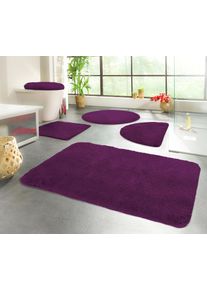 Badematte KINZLER "Chaozhou, Badvorleger, Badezimmer Teppich" Gr. 10, lila (aubergine), H:20mm, Polyester, Badematten, Badematte, Badteppich, Uni Farben, weich, als rechteckig, rund & Set erh&auml;ltlich