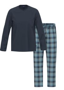 Pyjama Ammann "Herren Langarm Shirt, Lange Twillhose Night & Relax", Herren, Gr. S, blau (dunkelblau), Homewear-Sets Pyjama
