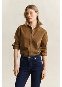 Langarmbluse Gant "REGULAR CORDROY", Damen, Gr. 46, braun (warm khaki), Cord, Obermaterial: 100% Baumwolle, regular fit normal, 2-Knopf-Manschette, Blusen Langarmbluse