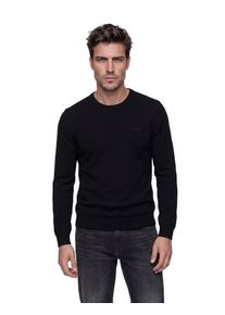 Strickpullover Guess "MARCOS", Herren, Gr. S, schwarz (jet schwarz a996), Feinstrick, Obermaterial: 50% Polyester, 40% Polyamid, 5% Seide, 5% Wolle, unifarben, regular fit normal, Rundhals, B&uuml;ndchen, Pullover Strickpullover, Rundhals, Feinstrick mit Woll- und Seiden-Anteil, Regular Fit