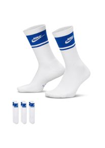 Sportsocken Nike "U NK ED ELVD CRW 3P FTA ST-144", Damen, Gr. S (34/37), wei&szlig; (multi, color1), Obermaterial: 67% Baumwolle, 30% Polyester, 3% Elasthan, Socken Sportsocken, 3er-Pack, Crew-L&auml;nge, Gerippter Schaft