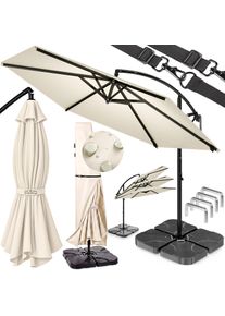 Casaria Zweefparasol cr&egrave;me 350 cm compleetset incl 4 gewichten & beschermhoes